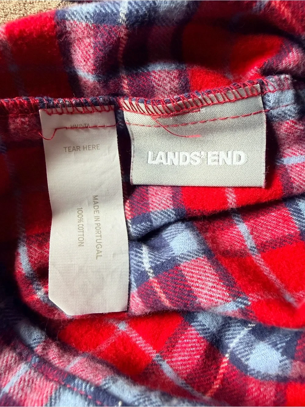 Lands' End Red and Blue Plaid Flannel Bedding Set